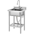 thumbnail image 4 of Historyli Stainless Steel Utility Sink, Free Standing Single Bowl, Adjustable Leg Height, with Faucet, Hot and Cold Water Pipes, 4 of 7