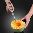 thumbnail image 1 of 2 In 1 Stainless Steel Fruit Cutter 2025 Watermelon Cutter Slicer Kit Head Fork Carving Shapes For Home Camping Summer Kitchen Gadgets Rice Cooker Small Cooking Utensils Set Stainless Steel with, 1 of 3