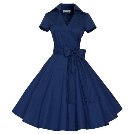 Women Vintage Style 50'S 60'S Swing Pinup Retro casual Housewife Christmas Party Ball Fashion (Best Dresses For Overweight)