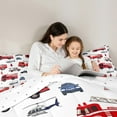 thumbnail image 5 of Manfei Fire Engine Queen Comforter Set,Modern Aircraft Airplane Bedding Sets,Red White Bedding Comforter Set For Boys,Microfiber Bedroom Decor Reversible,3 Pieces, 5 of 8