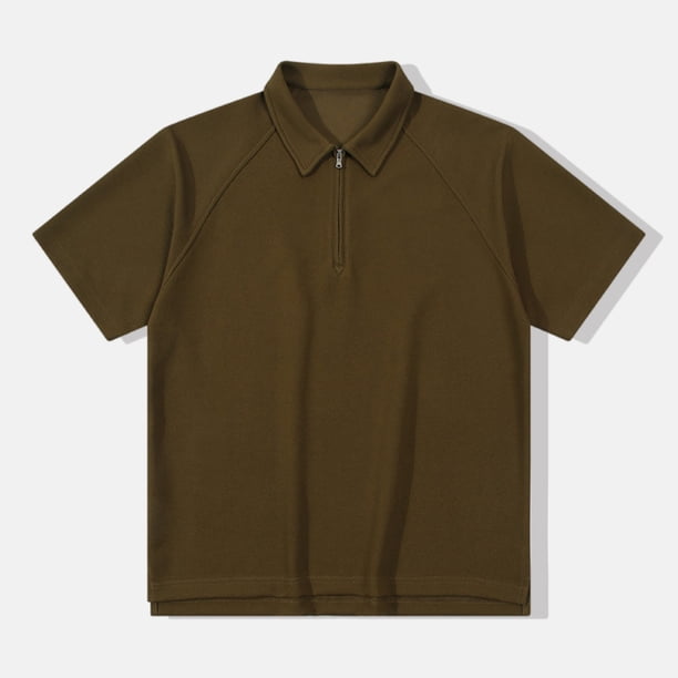 Camisas Elvqul para Hombre de Color Sólido Verde del Ejército Manga Larga Casuales Deportivas Cuello Redondo