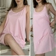 thumbnail image 4 of Womens Plus Size Nightgown Sleeveless Sleepwears Adjustable Strap Lounge Dress with Pockets,  Light pink XL, 4 of 9