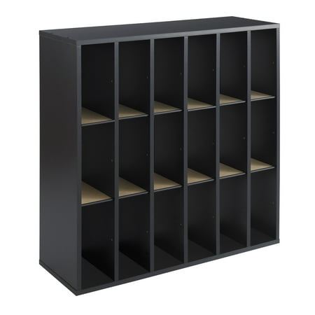 - Wood 18-Compartment Mail Sorter, Black
