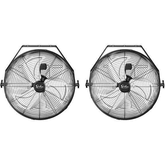 HealSmart 24 Inch Industrial Wall Mount Fan, 3 Speed Commercial Ventilation Metal Fan for Warehouse, Greenhouse, Workshop, Patio, Factory and Basement - High Velocity, 2 Pack
