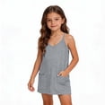 thumbnail image 3 of Bovxnpu Girls Summer Tennis Shorts Overall Sleeveless Jumpsuits Girls Solid Pocket Sleeveless Romper V-Neck Tennis OutPants, 3 of 9