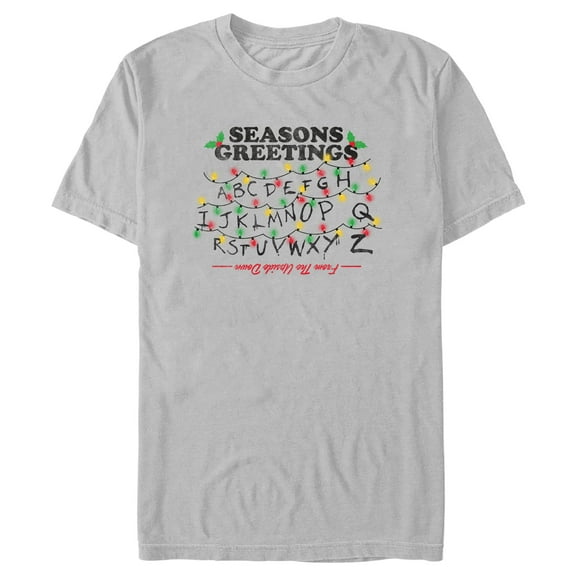 Netflix Men's Stranger Things Distressed Seasons Greeting Lights Graphic T-Shirt