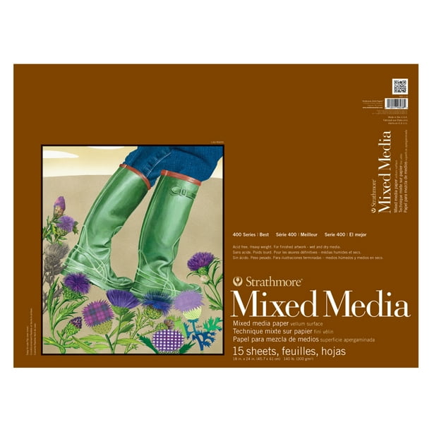 Strathmore Mixed Media Paper Pad, 400 Series, 18in x 24in, 15 Sheets