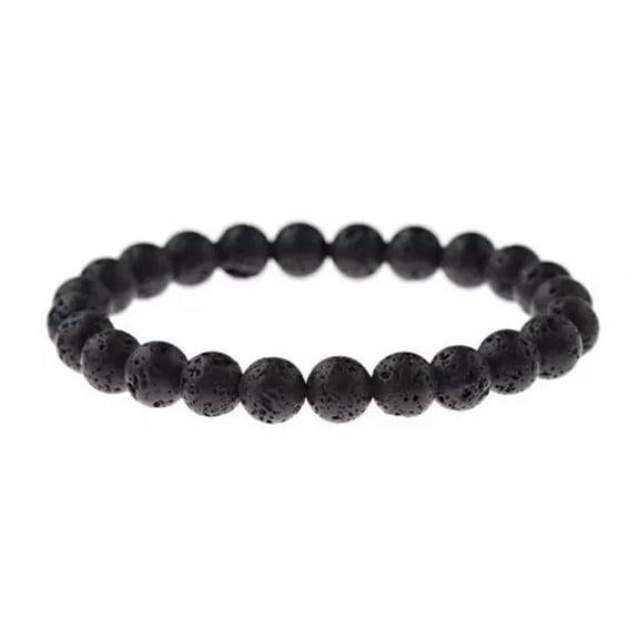 K-KED Men 8mm Black Obsidian Healing Bracelet-Rainbow Eye Grounding Meditation Bangle-1 Pcs Lava Stone Bracelet