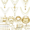 thumbnail image 1 of Juego de joyas CONGIING Gold, 65 piezas, con collar, tobillera y pendientes, 1 of 8