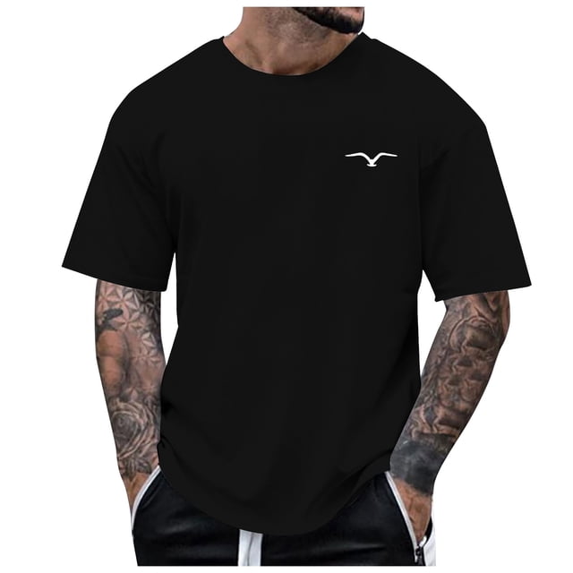 LUOGENLI T-shirts pour Homme pour Hommes Homme Été Chemise Imprimée Blouse Manche Courte Col Rond Hauts Chemise Hauts T-shirts pour Homme T-Shirt Graphique Drôle Pâques Noir TG