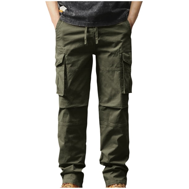 Puntoco Pantalones casuales largos para hombre Pantalones casuales de moda para exteriores para hombre Pantalones cargo largos de color sólido con múltiples bolsillos