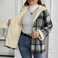 thumbnail image 7 of Htigea Plaid Shacket Jacket for Women Fleece Lined Hooded Long Sleeve Full Zip Up Hoodies Winter Warm Coats Gray XXL, 7 of 7