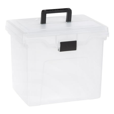 - IRIS Letter Size Portable Hanging File Storage Box with Organizer Top, Clear