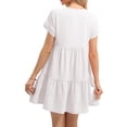 thumbnail image 4 of Summer Women V Neck Flowy Babydoll Dresses Short Sleeve Swing Shift Loose Casual Mini Dress, 4 of 5