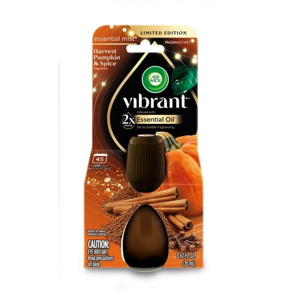 Air Wick Essential Mist Vibrant Scented Oil Air Freshener Diffuser Refill, Harvest Pumpkin and Spice, 1 Count