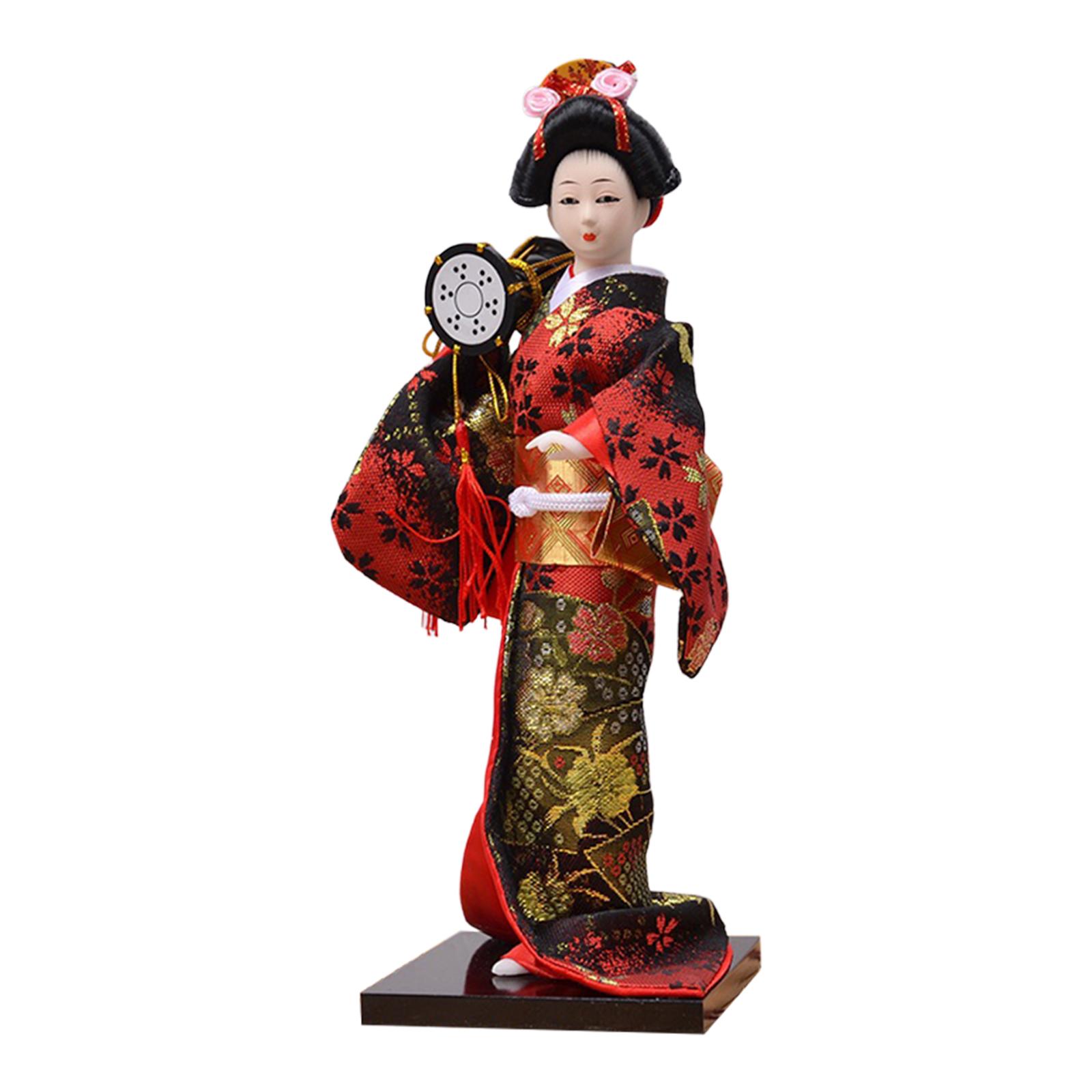 Ethnic Japanese Geisha Dolls Oriental Doll Decorative Traditional Statues  Asian Folk for Home Store Office Desktop style F