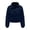 Dark Blue, variant on Cropped Puffer Jacket Women Stand Collar Long Sleeve Full Zipper Bubbles Coat Warm Winter Fall Fashion Outerwear