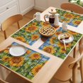 thumbnail image 5 of Summer Retro Placemats Set of 8, Nature Botanical Sunflowers Wood Grain Non-Slip Place Mats Washable Table Mats for Kitchen Dining Table Decorations Indoor/Outdoor, 5 of 9