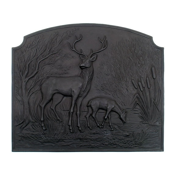 Achla Designs Minuteman International Cast Iron Three Dimensional Deer Fireback, 24.25 Inch Tall, Black