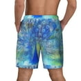 thumbnail image 3 of Sigee Peacock Print Mens Swim Trunks with Compression Liner Quick Dry Swim Stretch Beach Shorts with Pockets,S-3XL, 3 of 7