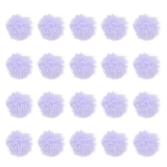 Uxcell Faux Fur Pom Poms for Hats, 20 Pcs Fluffy Soft Fur Poms Balls with Elastic Loop for Keychain Knitting Hats DIY Scarves Gloves Bag Christmas, Light Purple