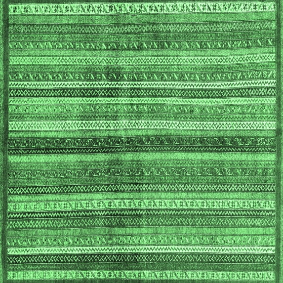 Ahgly Company Indoor Square Abstract Emerald Green Modern Area Rugs, 8' Square