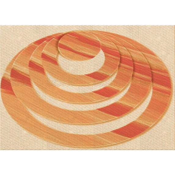 Ahgly Company Machine Washable Indoor Rectangle Transitional Neon Orange Area Rugs, 2' x 4'