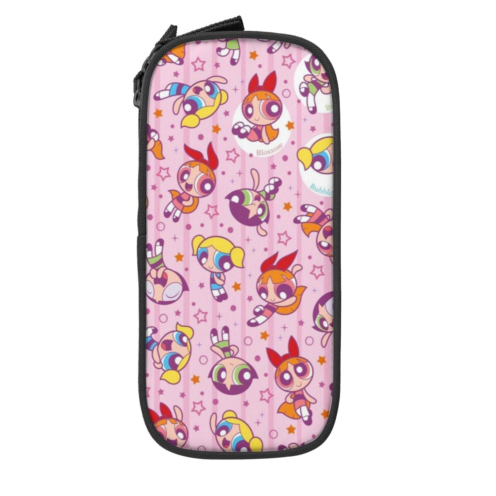 The Powerpuff Gi-rls Pencil Case Large Capacity Pencil Pouch Penbag Office Stationery Organizer Travel Makeup Bag Black