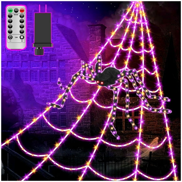 Luces LED LCHUANG para Halloween, con forma de telaraña, 450 pies