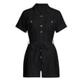 thumbnail image 6 of TANYSU Solid Color Women Casual Button Down Short Sleeve Casual Boho Playsuit Jumpsuit Relaxed Fit Dailywear XXL, 6 of 7