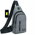 thumbnail image 2 of YUHAOTIN Crossbody Bag for Women Casual Canvas Vest Sheepskin and Cowhide Leather Vest Motorcycle Biker Canvas Bag with Usb Fanny Packs for Women Plus Size Travel Running Fanny Pack Water, 2 of 3