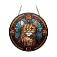 thumbnail image 6 of Mountain Wilderness Stained Glass Jigsaw Puzzle Suncatcher, Round Acrylic Window Hanging Decor, Unique Shape 126 Pieces Flower Butterfly Nature Puzzle with Chain, 6 of 9