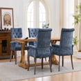 thumbnail image 6 of SESSLIFE Dining Chair with Arms, Upholstered Chenille Kitchen & Dining Room Chairs with High Back, Nailhead Trim and Wood Legs, Fabric Tuft Dining Chair for Home, Blue, 6 of 8