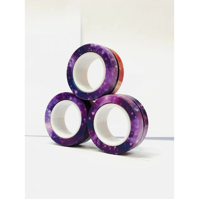 Magnetic Fidget Rings for Adults and Kids – Glow-in-The-Dark ADHD Fidget Toys – Anxiety Relief and Fun Finger Toys (3-Pack)