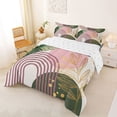 thumbnail image 2 of Castle Fairy Boho Tropical Leaf Full Size Comforter Sets 3 Pieces for Kids, Geometric Print Bedding Sets for Bedroom, Green Pink, 2 of 6
