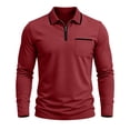 thumbnail image 3 of Busydd Quarter Zip Pullover Men Casual Solid Color Long Sleeve Shirts Trendy Comfortable Lapel Shirts for Men with Chest Pocket XL, 3 of 7