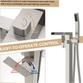 thumbnail image 4 of JERFIT Freestanding Bathtub Faucet with Hand Shower, 360° Rotatable Waterfall Spout, Brushed Nickel Floor Mount Tub Filler for Standard Bathroom, 4 of 9