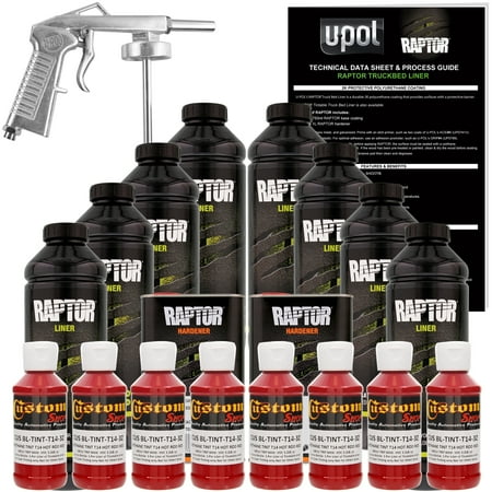 raptor hot rod red urethane spray-on truck bed liner spray gun, 8 raptor hot rod red urethane spray-on truck bed liner spray gun, 8