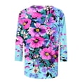 thumbnail image 6 of JTZGDY Boho Floral Tops for Women Plus Size Trendy Fall 3/4 Length Sleeve Crewneck Printed T-Shirts Loose Lightweight Dressy Casual Graphic Tunic Blouse, 6 of 6