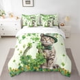 thumbnail image 2 of Feelyou Lucky Cat Animal Bedding Comforter Set 7pcs, Spring Shamrock Full Bedding Set, 2 of 8
