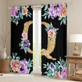 thumbnail image 2 of Erosebridal Cartoon Monogrammed Curtains Pack of 2 (42x90), Initial Q Letter Curtains for Living Room, Retro Floral 30%-50% Black Out Curtains, Window Curtains Bedroom Decorative, 2 of 6