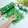 thumbnail image 3 of Tela de organza verde lima brillante - 150 cm de ancho, tul recubierto de papel metalizado, 3,07 m para manualidades, decoración de fiestas y envoltorios de regalo., 3 of 9
