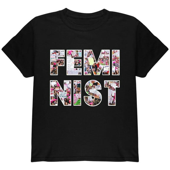 Feminist Women's March Youth T Shirt Black YXL