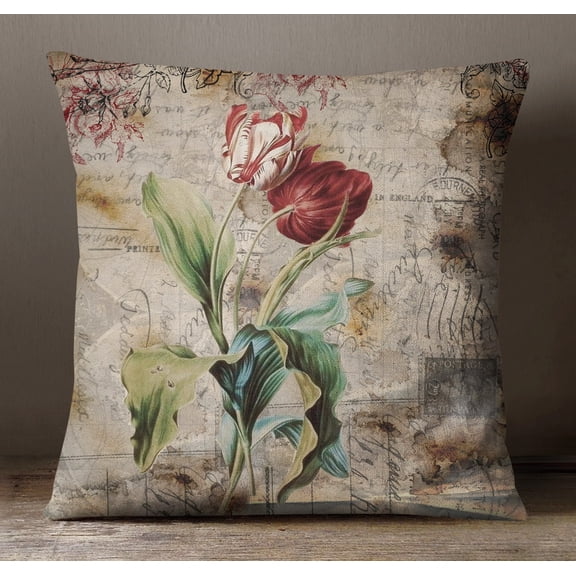 S4Sassy Brown Decorative Floral Print Square Sofa Cushion Cover Pillow Case - Choose Size