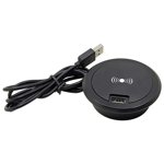 Transemion Embedded Wireless Charger Charging Base Tables Kitchen black Wooden for