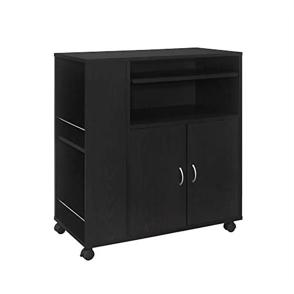 Kings Brand Furniture - Kitchen Island Rolling Cart on Wheels with Storage Cabinet, Black