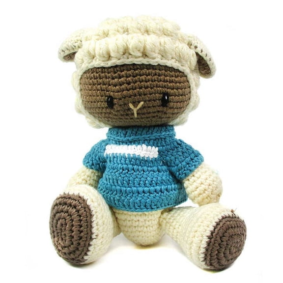 Hand Crochet Stuff Toy 11" Inches Lively Cream Sheep Poppy Plushy