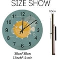 thumbnail image 2 of SKYSONIC Silent Wooden Round Wall Clock Yellow Puffer Fish Non Ticking Battery Operated Clocks for Home Office Living Room Bedroom, 2 of 6