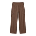 thumbnail image 6 of Hurxie Women's Wide Leg Yoga Pants with Pockets Stretchy Cargo Work Dress Pants High Waisted Travel Scrub Trousers Brown,2XL, 6 of 6