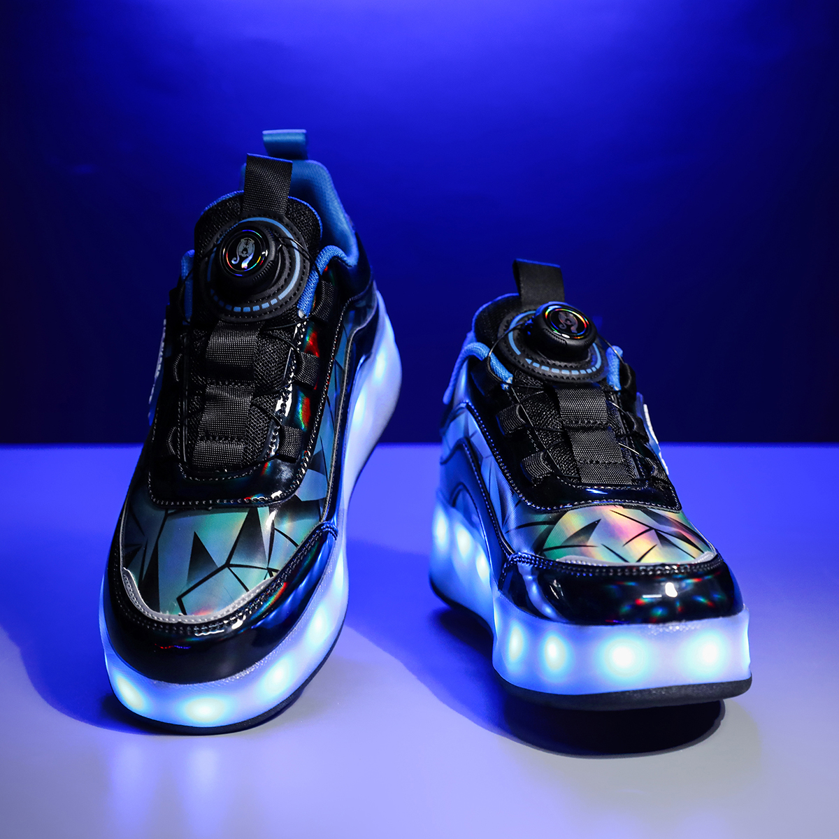 OnyxTrek LED Roller Skate Shoes for Kids Boys Girls Light Up Roller Sneakers with Detachable Wheels Rechargeable Flashing Wheeled Shoes